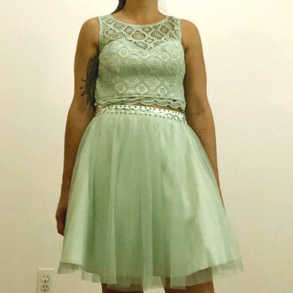 Mint Green 2 piece Party Dress